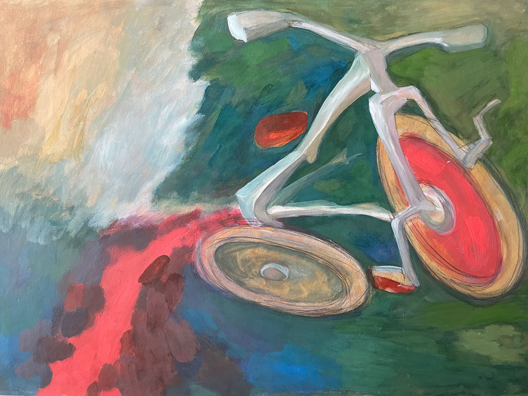 Ein Fahrrad mit Gouache Von Vaida Bauzyte gemalt, etwa um 2000 in Litauen