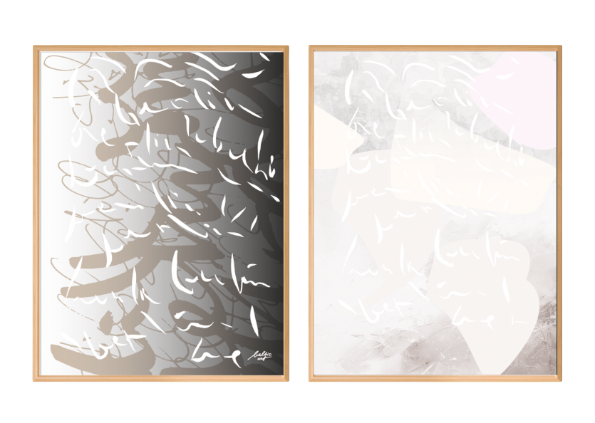 Einige Überlagerungen des Handschriftlichens, grafischen Motiven wie Verläufe